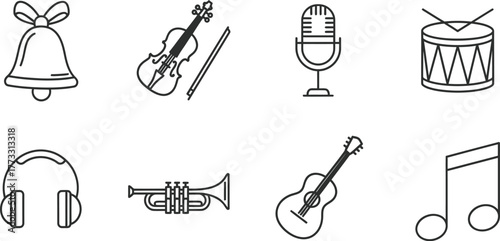 Musical instruments icons set for creative projects