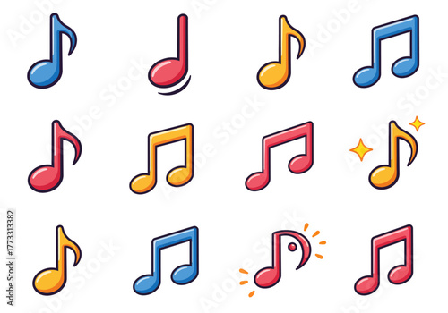 Colorful Musical Notes A Vibrant Collection of Rhythmic Symbols
