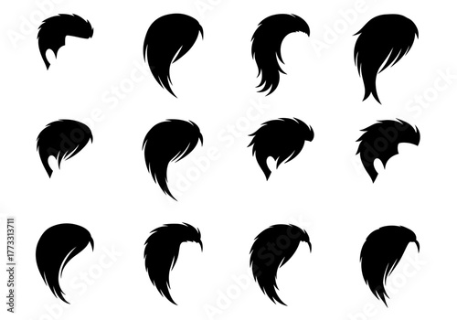 Diverse Hair Styles Black Silhouette Collection