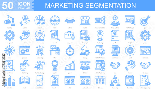 marketing segmentation icon collection set. Containing marketing, customer, Segment, Niche, audience icon.