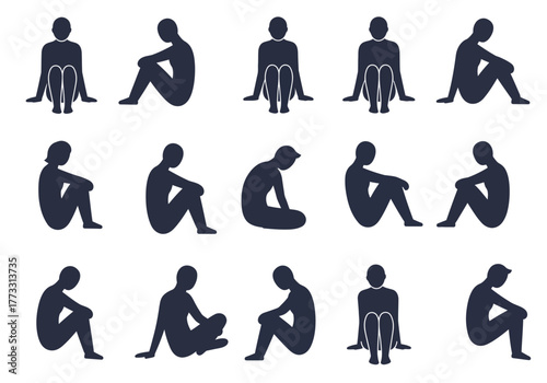 Silhouette Collection of Seated Figures A Study in Human Posture