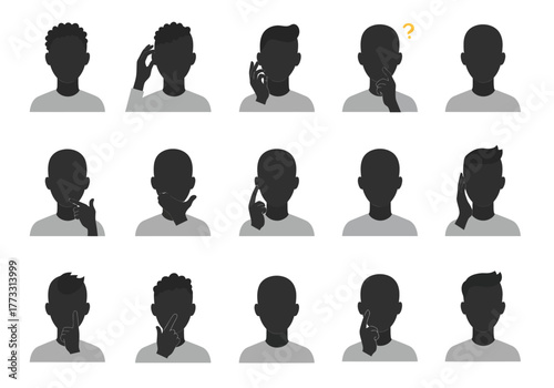 Silhouetted Faces in Pensive and Communicative Poses