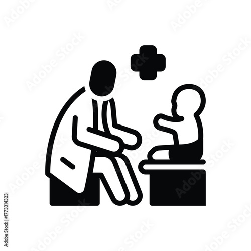 Black solid icon for baby checkup