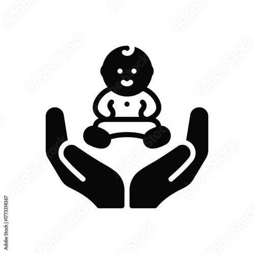 Black solid icon for child health