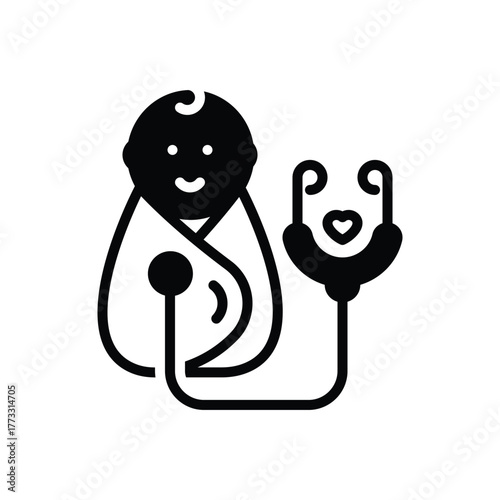 Black solid icon for paediatrics