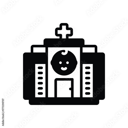 Black solid icon for pediatric clinic