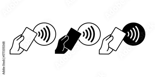 Contactless Payment Black Icon Bundle Digital Finance, Mobile Wallet, Cashless Transaction Concept