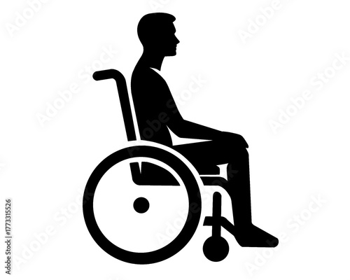 icon of person sitting in wheelchair, icon isolated on white background
