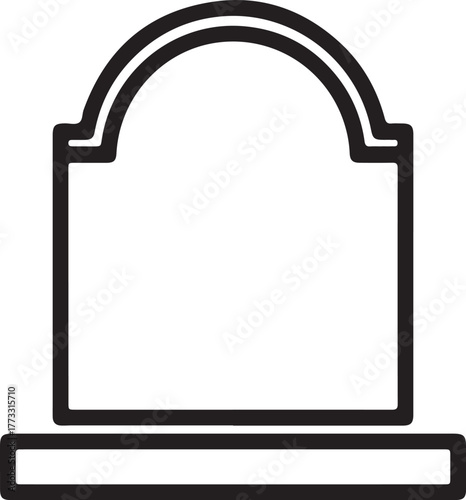  Minimalist Tombstone Icon – Black and White Grave Marker for Halloween, Memorial, and Death Themes