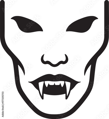 Wallpaper Mural Minimalist Vampire Face Icon – Horror, Halloween, Gothic, Scary Character Silhouette for Dark Themes Torontodigital.ca