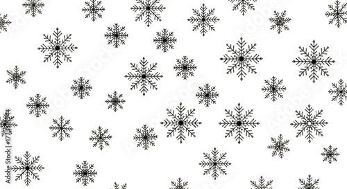 Elegant snowflake pattern in black and white for winter holiday season design