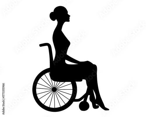 woman sitting in wheelchair icon, icon isolated on white background
