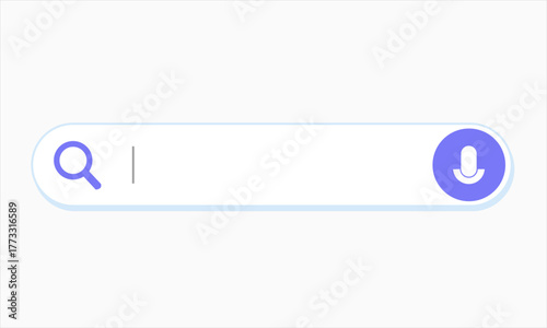 Search bar with magnifying glass and microphone icon.