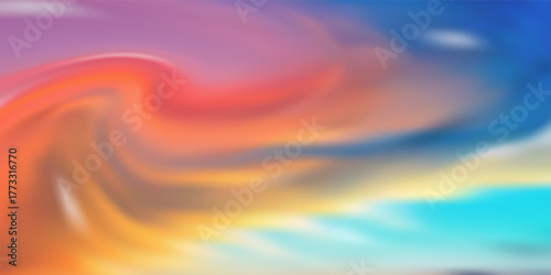 Blurred colored abstract background. Smooth transitions of iridescent colors. Colorful gradient. Rainbow backdrop.