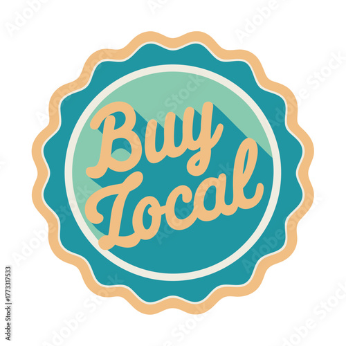 Vintage style buy local emblem promoting small businesses and community support