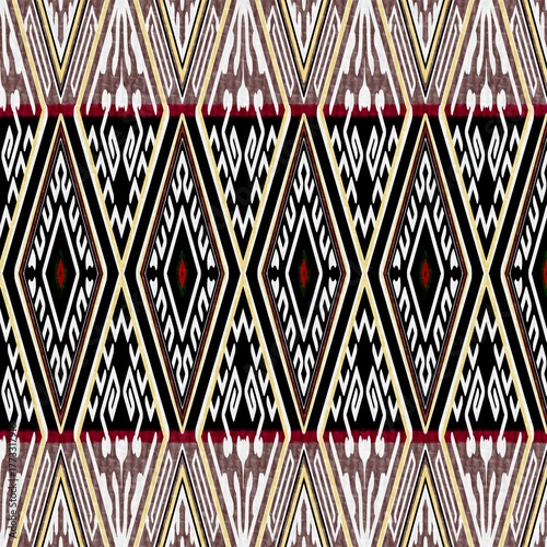 Dynamic Aztec-inspired pattern creating a bold statement, perfect for textiles, branding, and eye-catching backgrounds with tribal elegance and striking contrasts