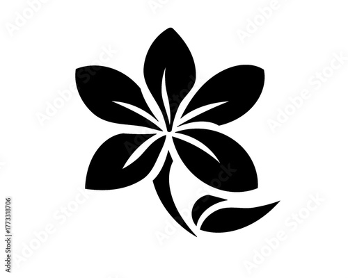 frangipani flower silhouette, icon isolated on white background, style 4	
