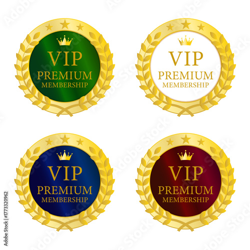 金色フレームと深色背景で構成したVIPプレミアム会員ロゴコレクション