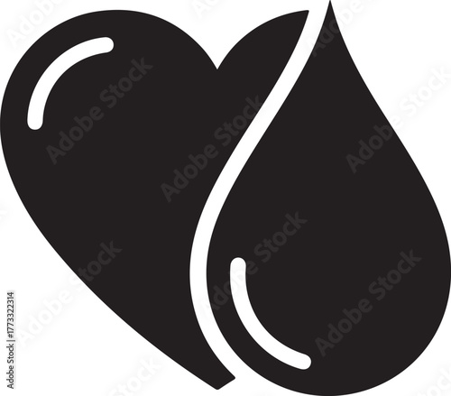 Heart and blood drop icon for donation