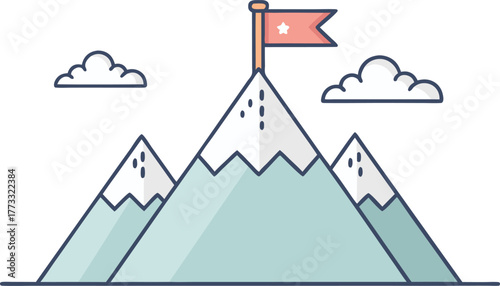 Reach new heights with this mountain peak illustration, a symbol of success, achievement, and goal setting, perfect for inspiring motivation and ambition.