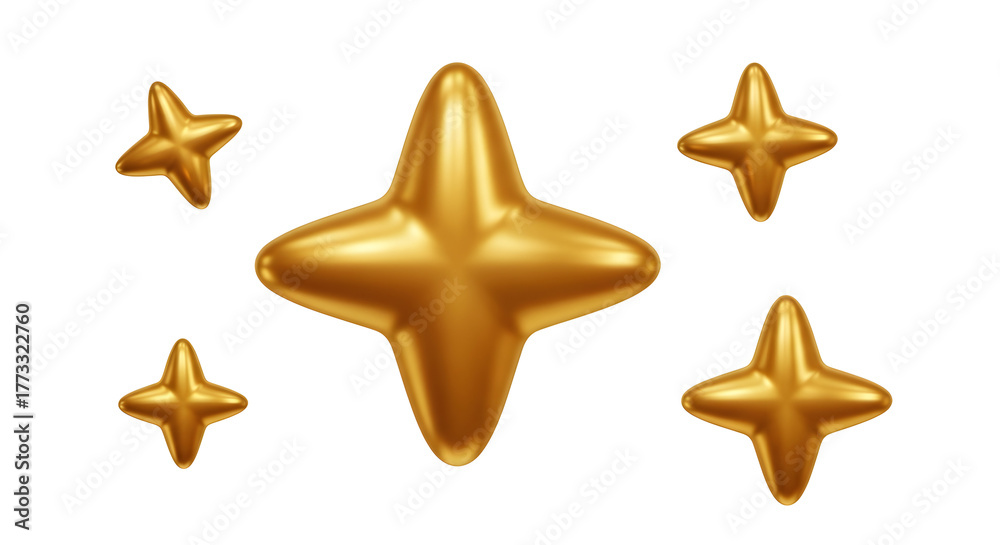 custom made wallpaper toronto digitalGolden stars group isolated on white 3D render design element for success luxury and premium brand vector icons