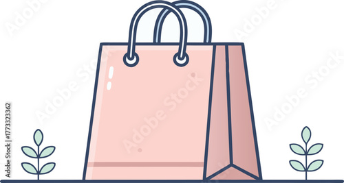 Chic shopping bag with cute botanical details, perfect for stylish branding, online shop graphics, or modern marketing materials for eco-conscious brands.