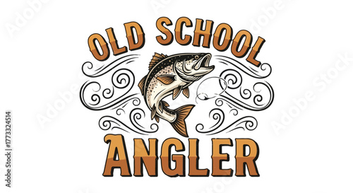 Old school angler design featuring a largemouth bass, perfect for fishing enthusiasts