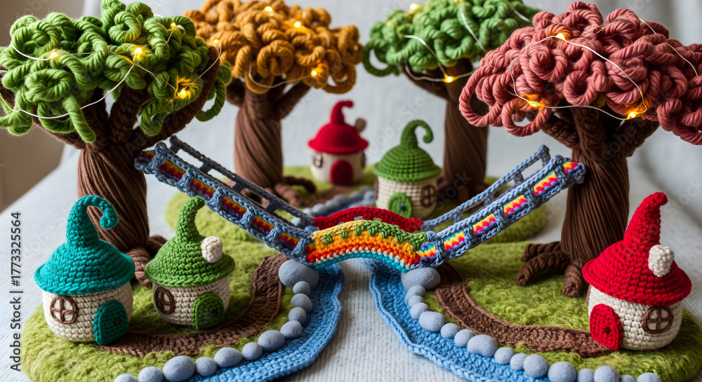 Naklejka premium Crochet Elf Village