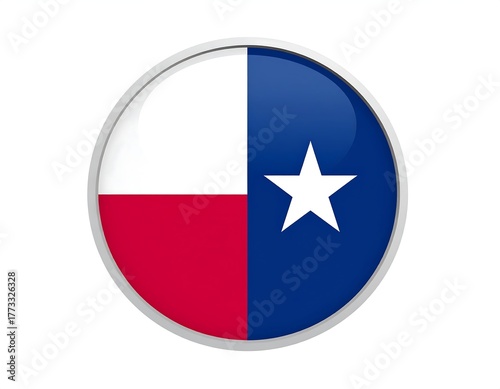Glossy, circular emblem showing a divided red, white, and blue design Free Download Glossy, circular emblem showing a divided red, white, and blue design - GFXLoad