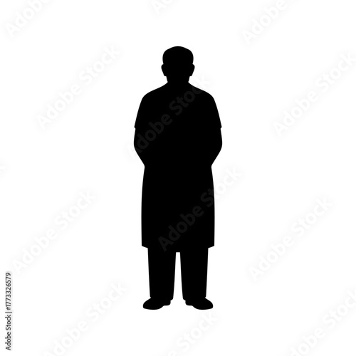 Old man with apron silhouette vector flat illustration design.