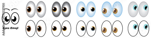 Eyes emoji illustration. Eyeballs llustration. Social media reaction, emoji, emoticon. Funny cartoon isolated on white Background