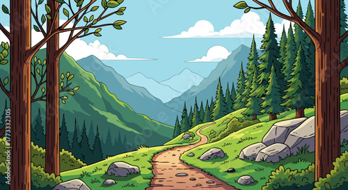 Lush Green Mountain Trail A Journey Through Nature's Embrace with a Scenic Hike