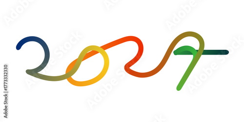 An abstract, dynamic composition of multiple intertwining, continuous, thick, fluid, 3D tube-like lines, forming graceful loops, curves, and sweeps; each line features a smooth, distinct color gradien