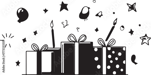 A vibrant vector illustration of a set of gift boxes with ribbons and bows perfect for Christmas, birthday,