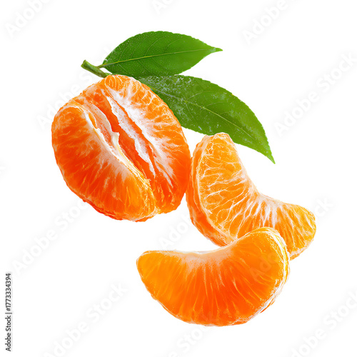 Two Pieces Floating Fresh Clementine Isolated. png