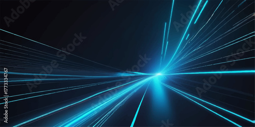 Bright abstract blue light design with glowing speed lines and energy motion
