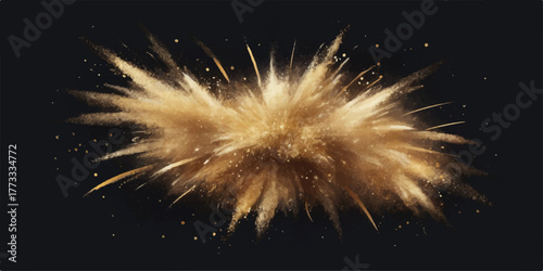 A bright explosion of pyrotechnics illuminating the dark night sky for a New Year's celebration