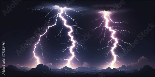 ⚡️ A powerful electric bolt flashes across the dark night sky during a dramatic thunderstorm