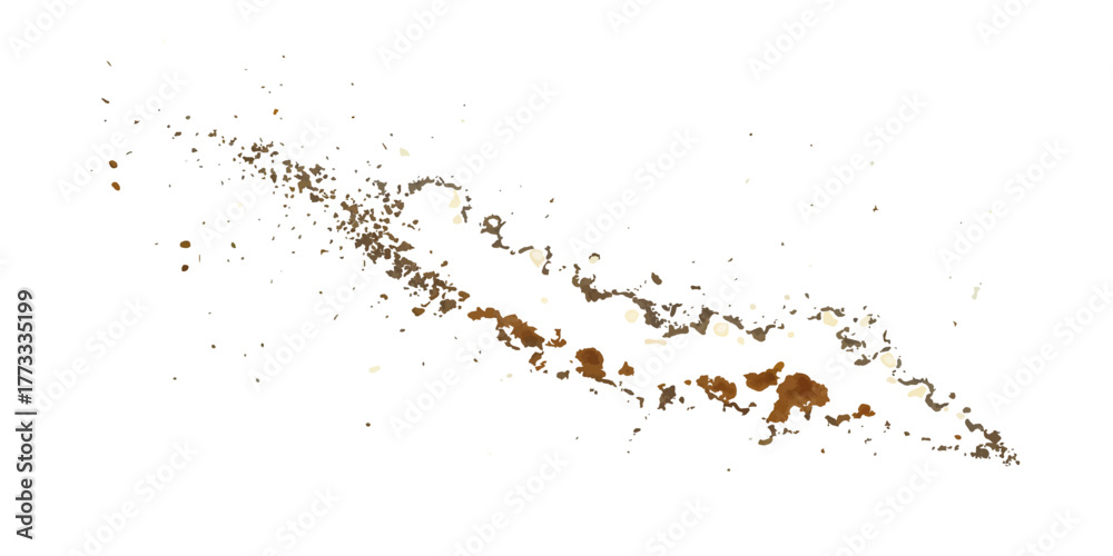 Obraz premium Abstract paint splashes and grunge texture design with ink drops and art tools like a paint roller brush and brush on white background