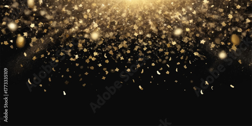 Gold light particle magic on cold blue water drops and fiber optics background design
