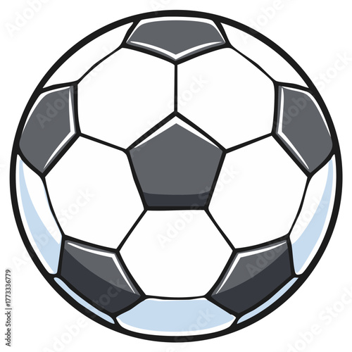 Classic Black and White Soccer Ball Cartoon Vector Graphic Illustration