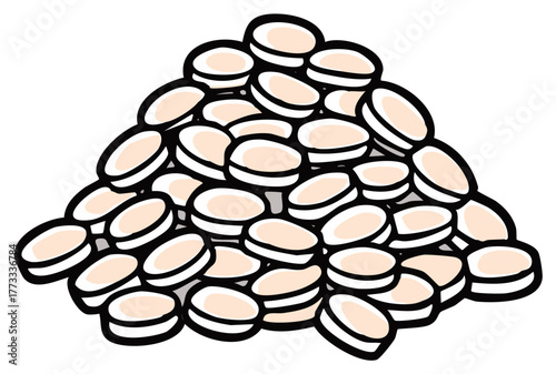 Cartoon Pile of Pills or Tablets Representing Medicine or Vitamins