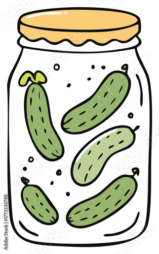 Cartoon Jar of Pickles in a Glass Jar