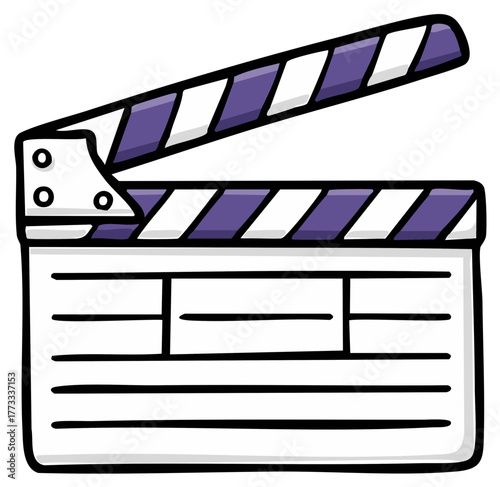 Hand drawn movie clapperboard cartoon illustration for filmmaking