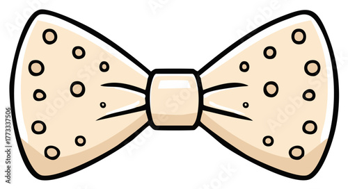 Bow Tie Illustration Cream Color Dotted Pattern Accessory Fashion Neckwear