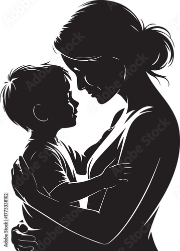 PrTender Mother and Child Hugging Silhouette Vectorint