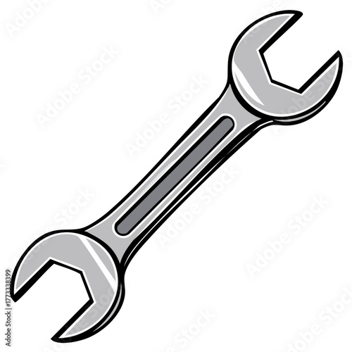 Double open-ended wrench cartoon vector illustration for mechanical repair