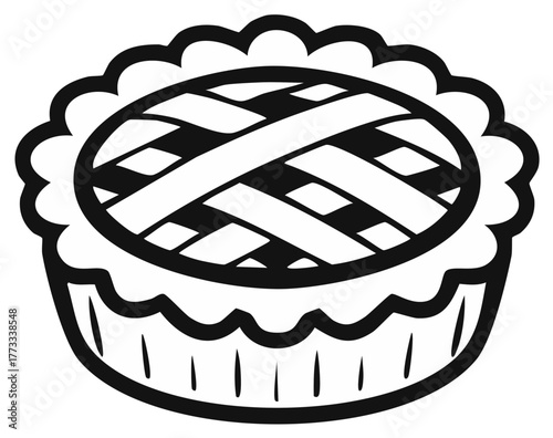 Simple outline illustration of a classic homemade dessert pie with a decorative lattice crust and scalloped edge.