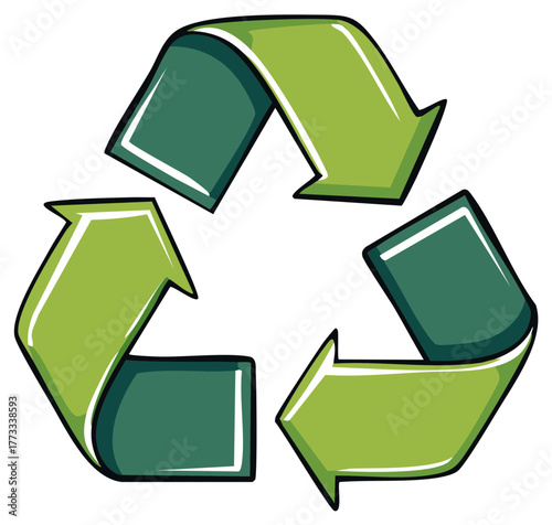 Green Recycle Symbol Illustration Depicting Environmentally Conscious Practices, Renewable Resources and Waste Management