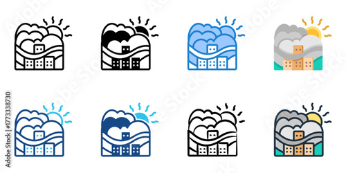 Smoggy Skies icon set multiple style collection 
